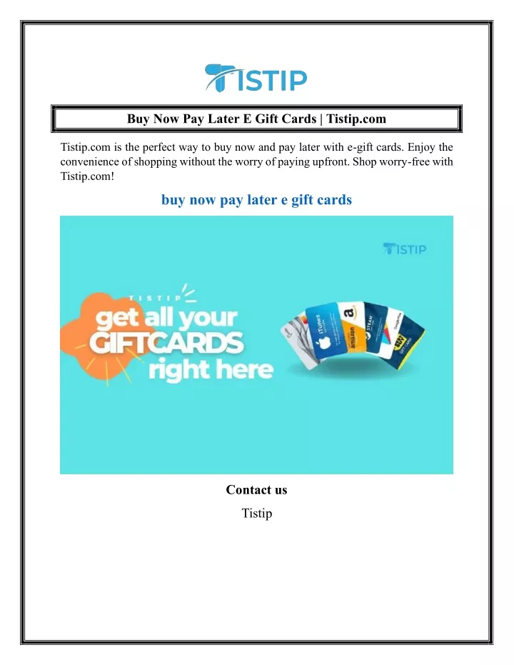 buy now pay later e gift cards tistip com