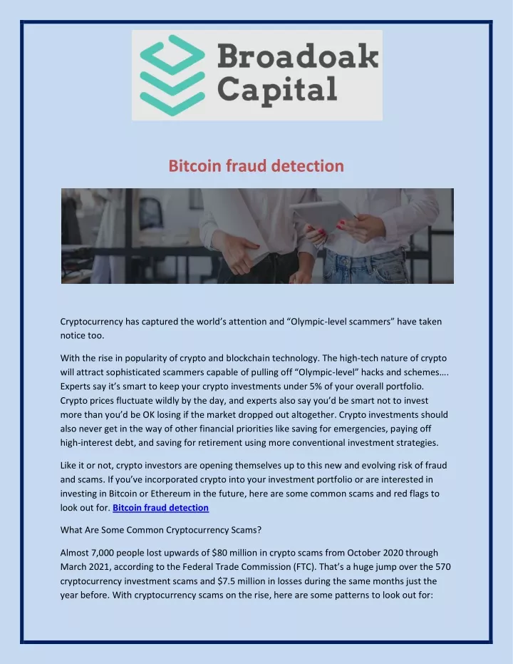 bitcoin fraud detection