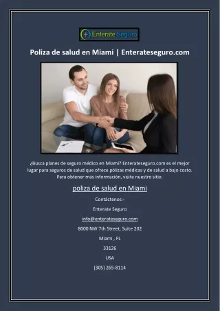 Poliza de salud en Miami | Enterateseguro.com