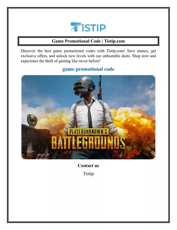 game promotional code tistip com