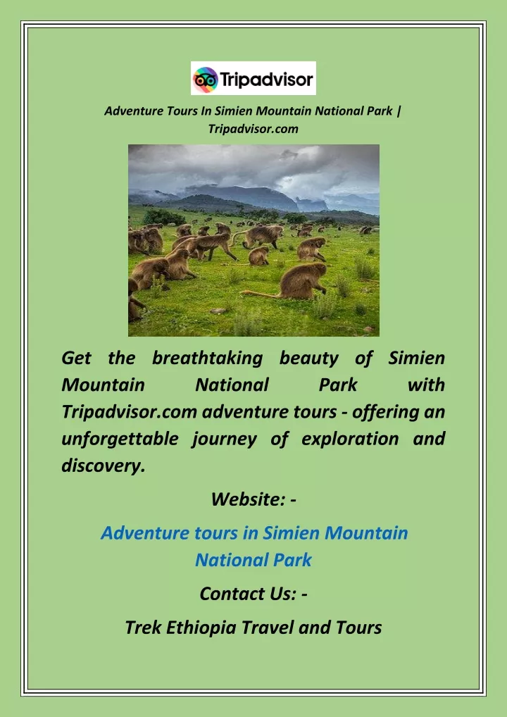 adventure tours in simien mountain national park