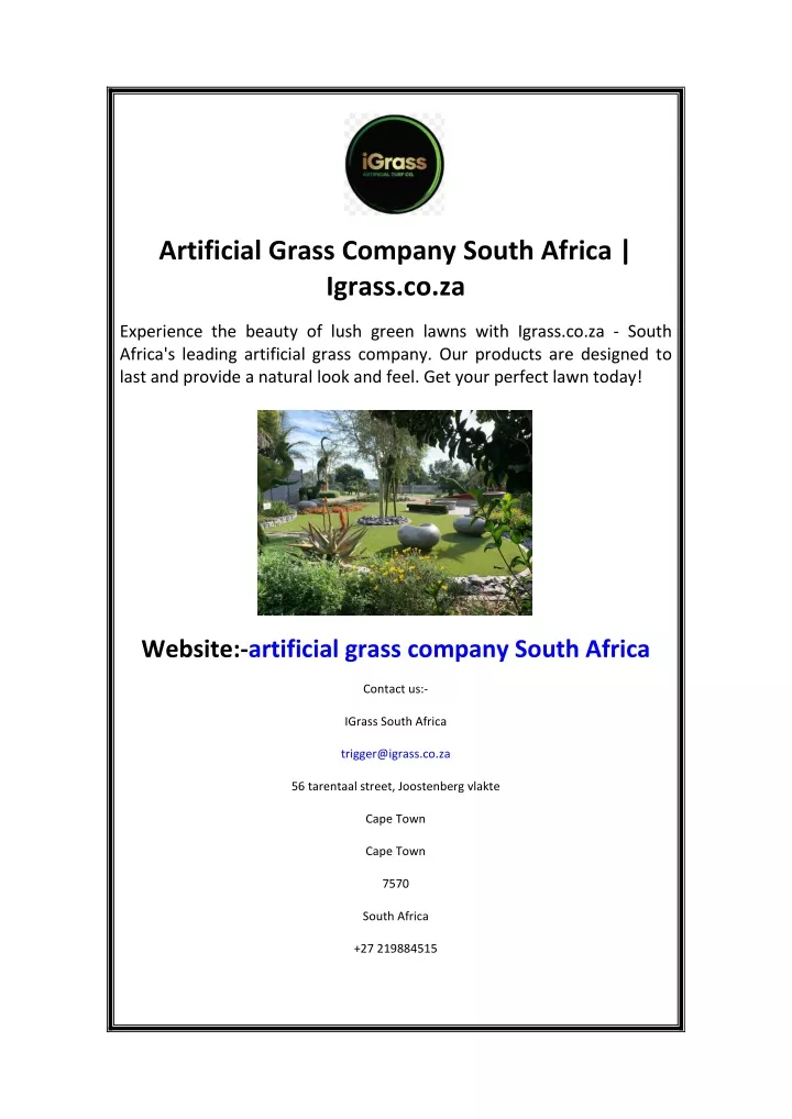 artificial grass company south africa igrass co za