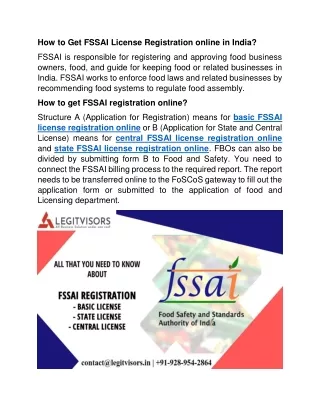 How to Get FSSAI License Registration online in India