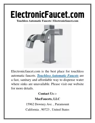 touchless automatic faucets electronicfaucet com