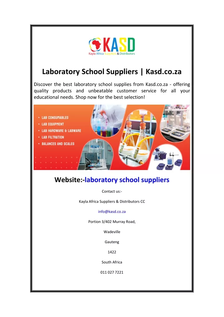 laboratory school suppliers kasd co za