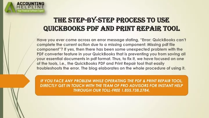 the step by step process to use quickbooks pdf and print repair tool