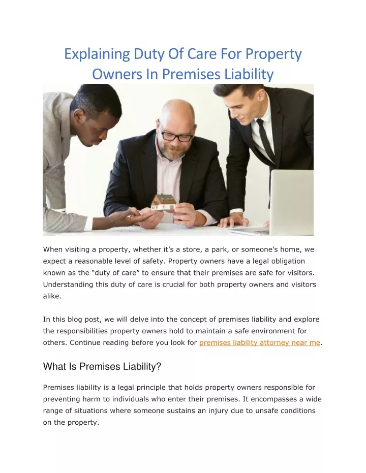 explaining duty of care for property owners