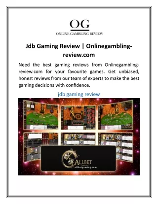 Jdb Gaming Review  Onlinegambling-review.com