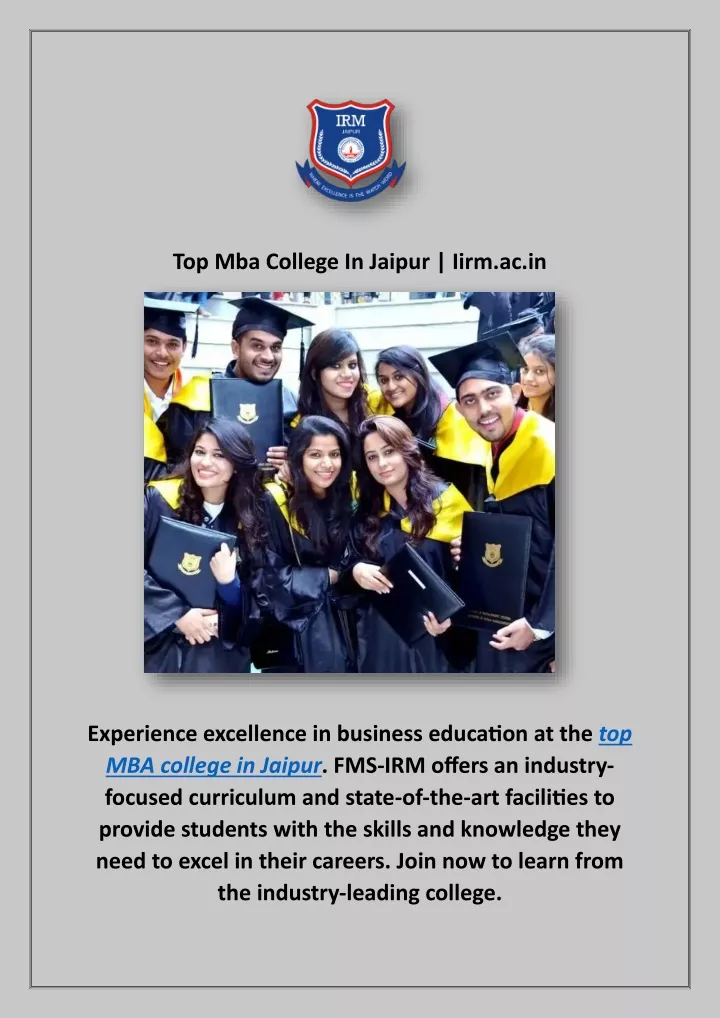 top mba college in jaipur iirm ac in