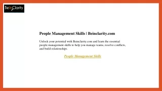 People Management Skills  Beinclarity.com