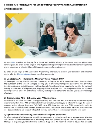 Flexible API Framework for Empowering Your PMS with Customization and Integration