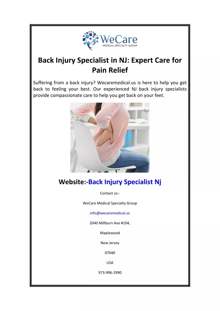 back injury specialist in nj expert care for pain