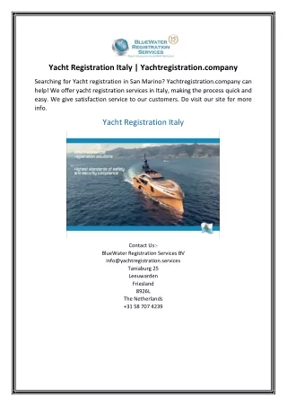 Yacht Registration Italy | Yachtregistration.company