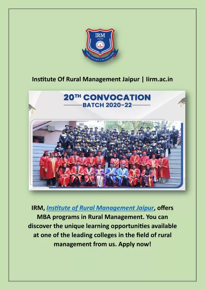 institute of rural management jaipur iirm ac in