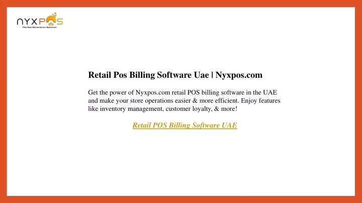 retail pos billing software uae nyxpos