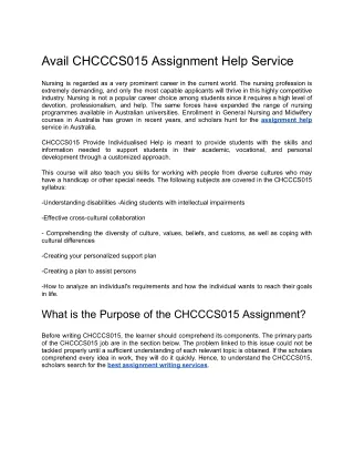Avail CHCCCS015 Assignment Help Service