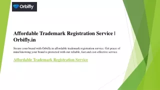 Affordable Trademark Registration Service  Orbifly.in