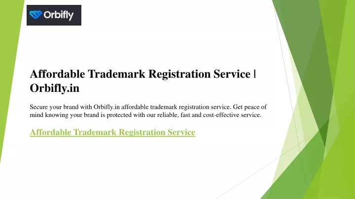 affordable trademark registration service orbifly