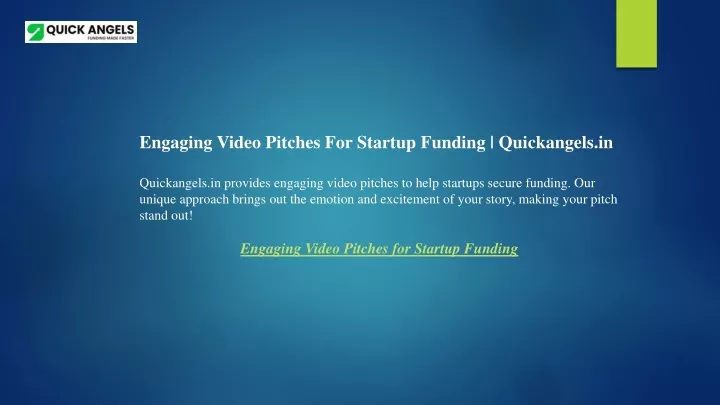 engaging video pitches for startup funding