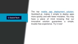 Mobile App Deployment Solution  Quicktech.ai