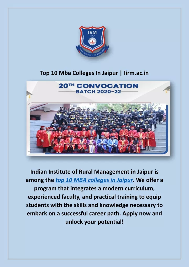 top 10 mba colleges in jaipur iirm ac in