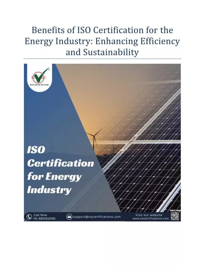 benefits of iso certification for the energy