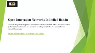 Open Innovation Networks In India  Iidb.in