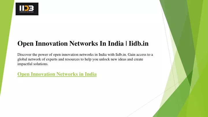 open innovation networks in india iidb