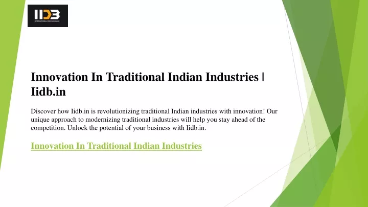 innovation in traditional indian industries iidb