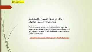 Sustainable Growth Strategies For Startup Success  Gostart.in