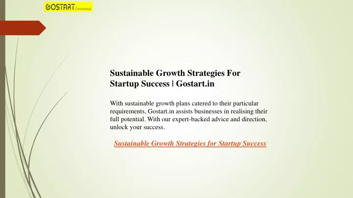 sustainable growth strategies for startup success