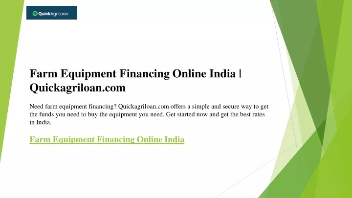 farm equipment financing online india