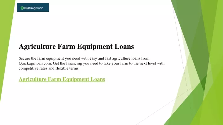 agriculture farm equipment loans secure the farm