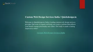Custom Web Design Services India  Quickdesign.in