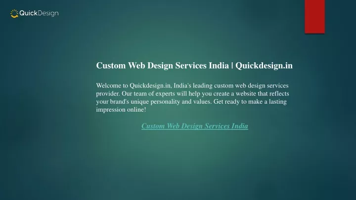 custom web design services india quickdesign