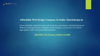Affordable Web Design Company In India  Quickdesign.in