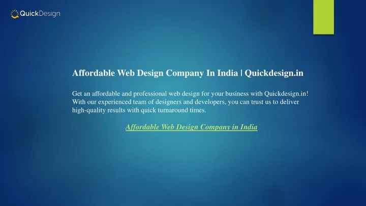 affordable web design company in india