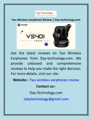 Tws Wireless Earphones Review  Day-technology