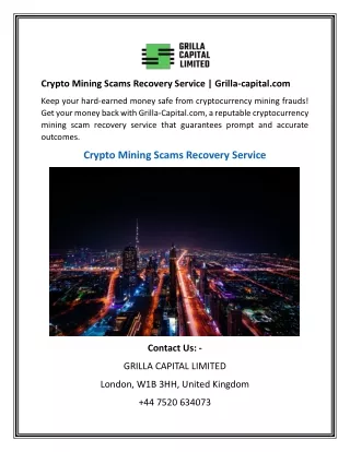 Crypto Mining Scams Recovery Service