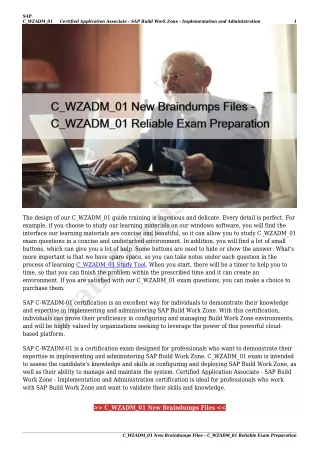 C_WZADM_01 New Braindumps Files - C_WZADM_01 Reliable Exam Preparation