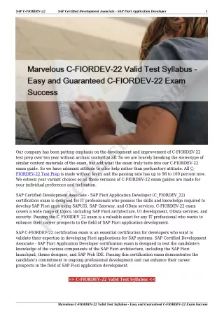 Marvelous C-FIORDEV-22 Valid Test Syllabus - Easy and Guaranteed C-FIORDEV-22 Exam Success