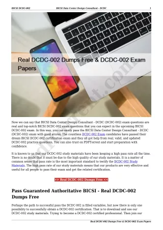 Real DCDC-002 Dumps Free & DCDC-002 Exam Papers