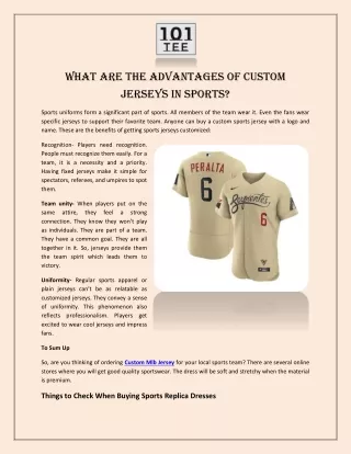 What are the Advantages of Custom Jerseys in Sports?