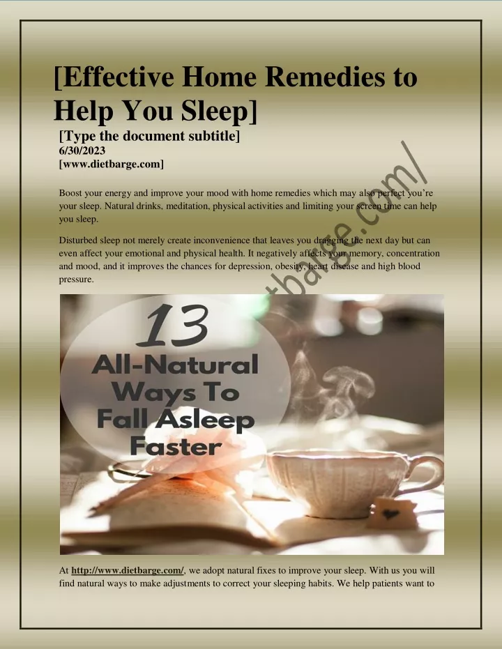 effective home remedies to help you sleep type