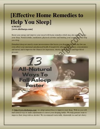 [Effective Home Remedies to Help You Sleep]