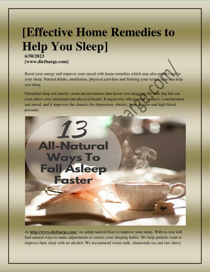 effective home remedies to help you sleep