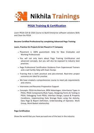 PEGA Training & Certification