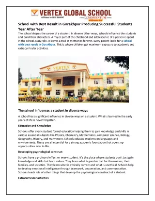 school with best result in gorakhpur producing