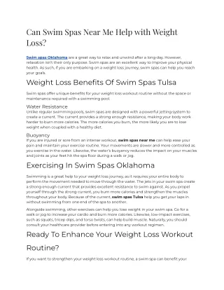 2023 - Can Swim Spas Near Me Help With Weight Loss