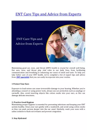 ENT ENT Care Tips and Advice from ExpertsCare Tips and Advice from Experts